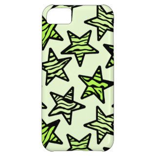 Green zebra print stars iPhone 5C case