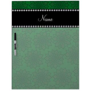 Personalized name green intricate flowers dry erase white board