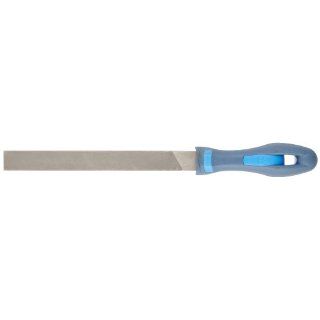 PFERD Mill Hand File with Handle (Two Rounded Edges), Single Cut, Rectangular, Medium, 8" Length, 25/32" Width, 31/32" Thickness