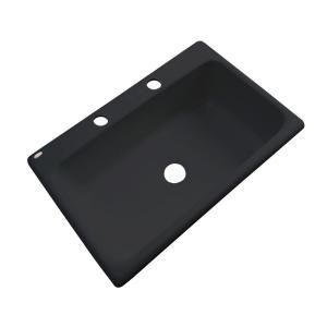 Thermocast Manhattan Drop in Acrylic 33x22x9 in. 2 Hole Single Bowl Kitchen Sink in Black 48299