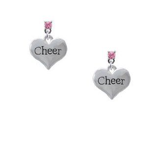 Cheer Heart Crystal Silver Post Earrings Crystal Color Rose Delight & Co. Jewelry