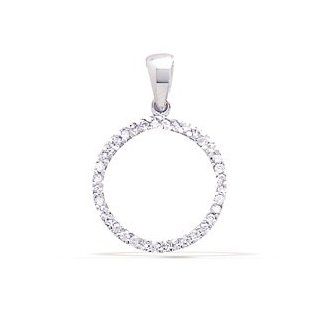 Sterling Silver Rhodium Plated 1 Inch Open Circle CZ Pendant West Coast Jewelry Jewelry