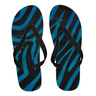 Zebra Black and Blue Print Flip Flops