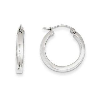 14k White Gold 2x3mm Rectangle Tube Hoop Jewelry Brothers Jewelry