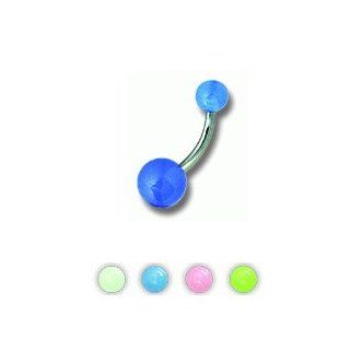 Acrylic Belly Ring with Clear Shimmering Balls   14g (1.6mm) , 3/8" (10mm)   Sold Individually Jewelry