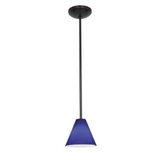 Access Lighting 28004 1R ORB/COB JanineOriental Glass Pendant with Cobalt Glass Shade, Oil Rubbed Bronze Finish   Ceiling Pendant Fixtures  