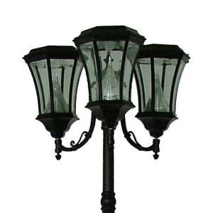 Gama Sonic 89 in. Outdoor Black Victorian Solar Lamp Post Light with Six Solar LED Bulbs GS 94T B