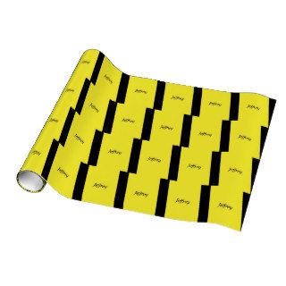 Yellow and Black Striped Wrapping Paper Customize