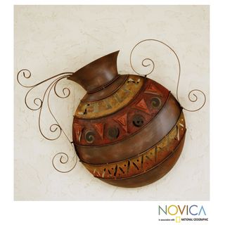 Handcrafted Iron 'Mexican Water Jar' Wall Lamp (Mexico) Novica Sconces & Vanities