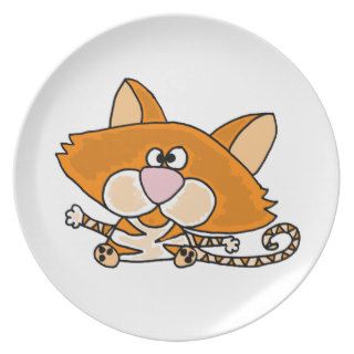 TU  Funny Tiger Cat Cartoon Art Party Plate