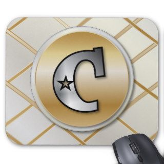 Monogrammed gold and silver effect letter C v3 Mouse Pad