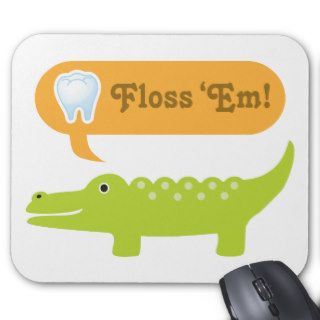 Cute Alligator Floss Dental Hygiene Mouse Pads