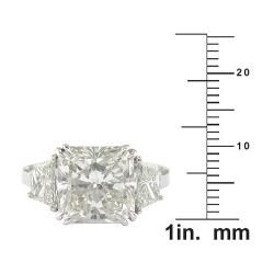 18k White Gold 6 7/8ct TDW Certified Clarity Enhanced 3 Stone Diamond Ring (G, VS2) One of a Kind Rings