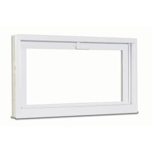 American Craftsman 5900 Basement Hopper Vinyl Windows, 32 in. x 13 in., White, with Insulated Glass and Screen 5900