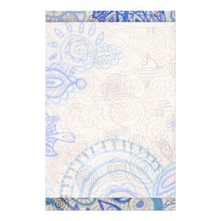 Blue Tribal Water Line Motif   Stationery Paper