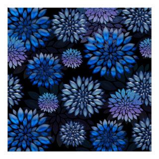 Brilliant Blue Floral Abstract Print