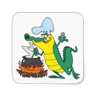 funny chef cooking gator alligator cartoon sticker