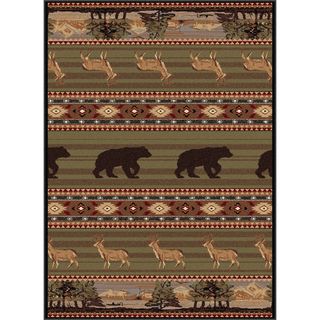 Natural 106588 Lodge Green Area Rug (5'3 x 7'3) 5x8   6x9 Rugs