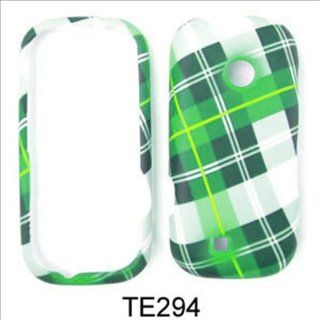 For LG Cosmos 2 VN251 Case Cover   Green Plaid Rubberized TE294 Cell Phones & Accessories
