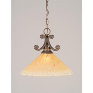 Toltec Lighting 251 BRZ 710 Curl One Light Down light Pendant Bronze Finish with Amber Crystal Glass, 16 Inch   Ceiling Pendant Fixtures  
