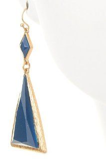 * Diamond and triangle stone earrings STYLE NO. 	CE252GBL gold blue metal earring earing woman girl adornment decking attire hendaaD