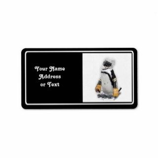 Little  Penguin Wearing Hockey Gear Personalized Address Labels