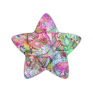 Abstract Girly Neon Rainbow Paisley Sketch Pattern Stickers