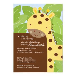 Yellow Giraffe Baby Shower Invitation