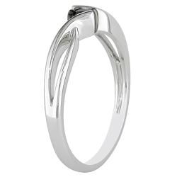 Miadora 10k White Gold 1/10ct TDW Black Diamond Solitaire Ring Miadora Diamond Rings