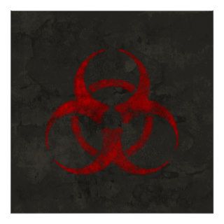 Distressed Red Biohazard Symbol Poster