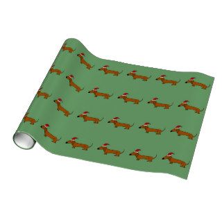 Funny Dachshund Dog in Santa Hat Christmas Wrap Wrapping Paper