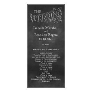 Chalkboard Wedding Program Rack Card Template