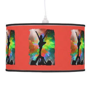 Colorburst Background with Cheerleaders Ceiling Lamp