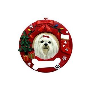 Maltese Circle Shaped Christmas Ornament (Personalized)  Decorative Hanging Ornaments  