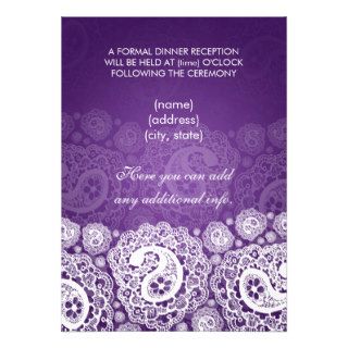Elegant  Reception Star Paisley Lace Purple Announcement