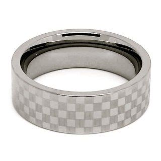 Unique 8mm Designer Tungsten Carbide Checkered Satin Ring Wedding Band Size 11 Jewelry