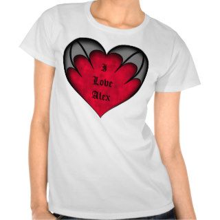 Gothic red "I love" heart add a name Tee Shirts