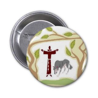 St. Francis and The Wolf tie, gift box, chain etc Pinback Button