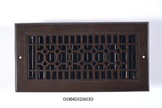 Octagon 12"x 8" bronze cast grill with damper Dark Floor Register   Heating Vents  