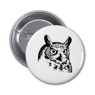 Great Horned Owl Logo Pinback Buttons
