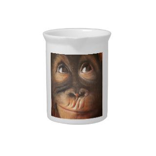 Happy Monkey Smiling Oil Painting Orangutan Beverage Pitchers