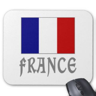 France Flag & Word Gray Mousepad