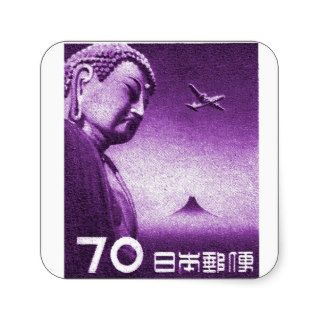 1953 Japan Buddha and Mount Fuji Postage Stamp Stickers