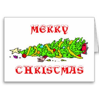 Funny Merry Christmas Tree Cartoon Cards