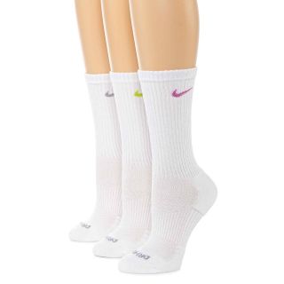 Nike Dri FIT 3 pk. Crew Socks, Wht/wht/wht, Womens