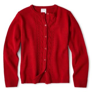 Izod Long Sleeve Cable Front Cardigan   Girls 4 18 and Girls Plus, Red, Girls