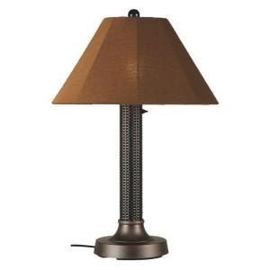 Patio Living Concepts Bahama Weave 34 in. Outdoor Dark Mahogany Table Lamp with Teak Shade 36177