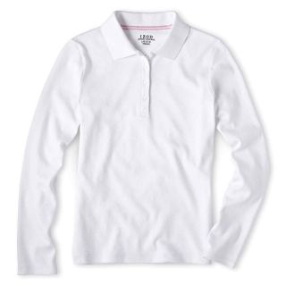 Izod Long Sleeve Polo Shirt   Girls 4 18 and Girls Plus, White, Girls