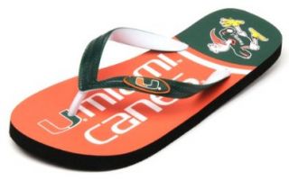 NCAA Miami Hurricanes Spirit Flip Flops, Green, X Small  Sports Fan Sandals  Shoes