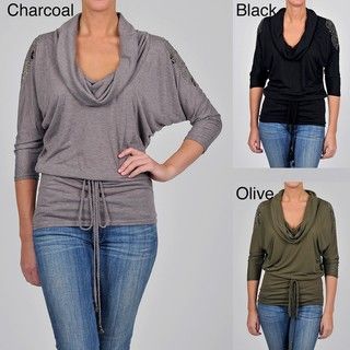 Simply Irresistible Women's Drape Neck Belted Tunic Simply Irresistible 3/4 Sleeve Shirts